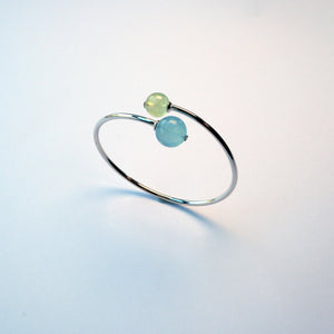 Sterling silver bracelet – aquamarine and prehnite crystal jewellery for harmony.