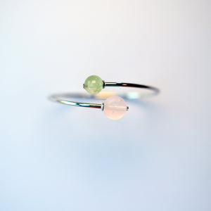 Rose quartz and prehnite bracelet – perfect romantic gift for anniversaries and Christmas.