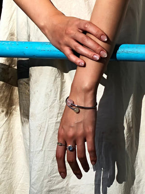 Sterling silver bracelet – rose quartz and prehnite design for compassion and harmony.