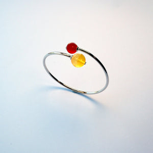Yellow Fluorite and Carnelian sterling silver bracelet – handmade UK jewellery for vitality.