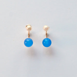 Pearl and Blue Agate sterling silver earrings – calming UK artisan crystal jewellery.