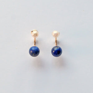 Pearl and Lapis Lazuli sterling silver earrings – UK artisan earrings for wisdom and guidance.