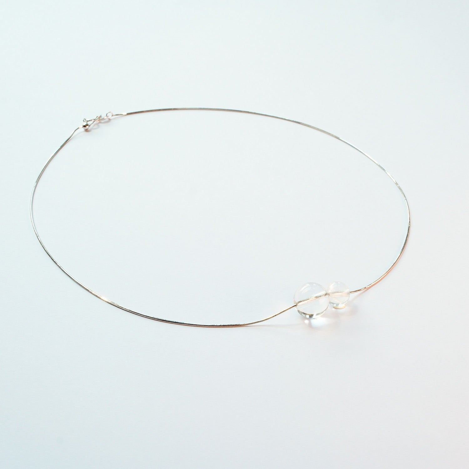 Clear Quartz and Milky Quartz sterling silver necklace – clarity and protection jewellery handmade in the UK.
