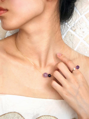 Sterling silver necklace with amethyst pairing – soothing jewellery for stress relief and spiritual alignment.