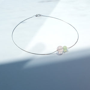 Rose Quartz and Prehnite sterling silver necklace – love and harmony crystal jewellery handmade in the UK.