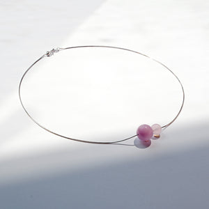 Double Star necklace with pink and lilac gemstones – romantic gift for Valentine’s Day, weddings, or anniversaries.