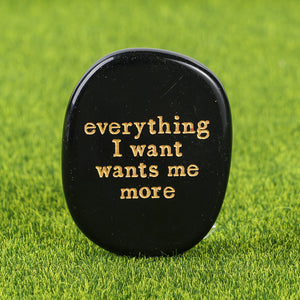 Black Obsidian Engraved Affirmation Palm Stone: protection and transformation crystal gift UK