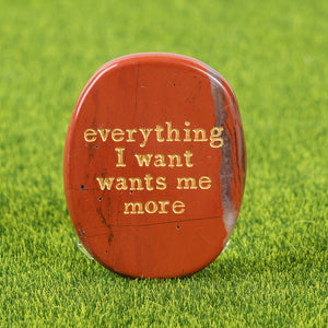 Red Jasper Engraved Affirmation Crystal: grounding courage and vitality palm stone UK