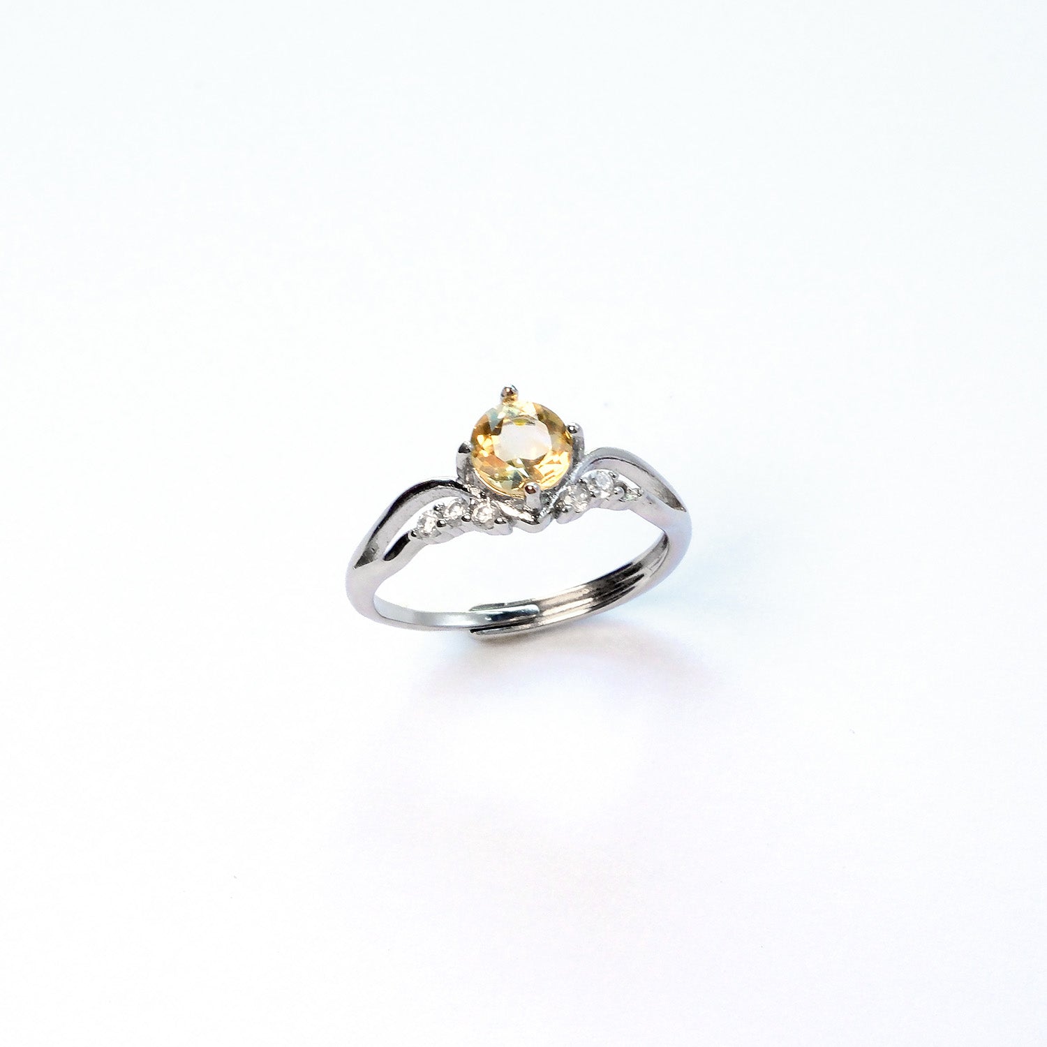 Citrine everyday gem ring with golden crystal, natural gemstone symbol of abundance and joy