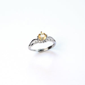Citrine everyday gem ring with golden crystal, natural gemstone symbol of abundance and joy