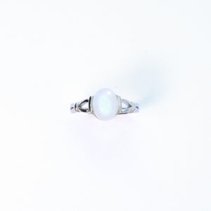 Moonstone crystal ring symbolising inner balance and intuition, affordable jewellery gift for her