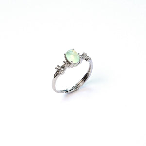 Prehnite everyday gem ring with gentle green crystal, stone of healing and protection