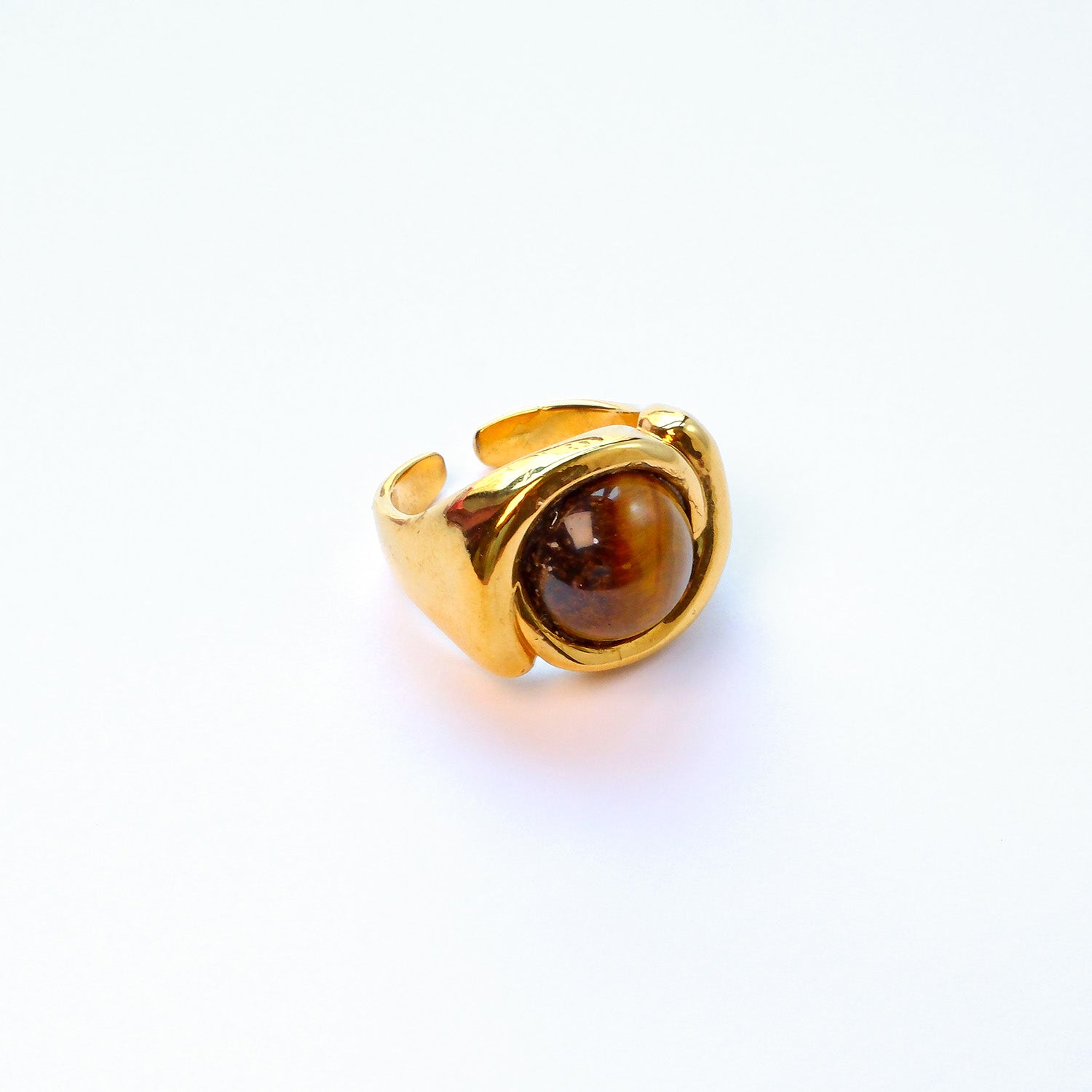Tiger’s eye everyday gem ring with golden brown crystal, stone of courage and focus