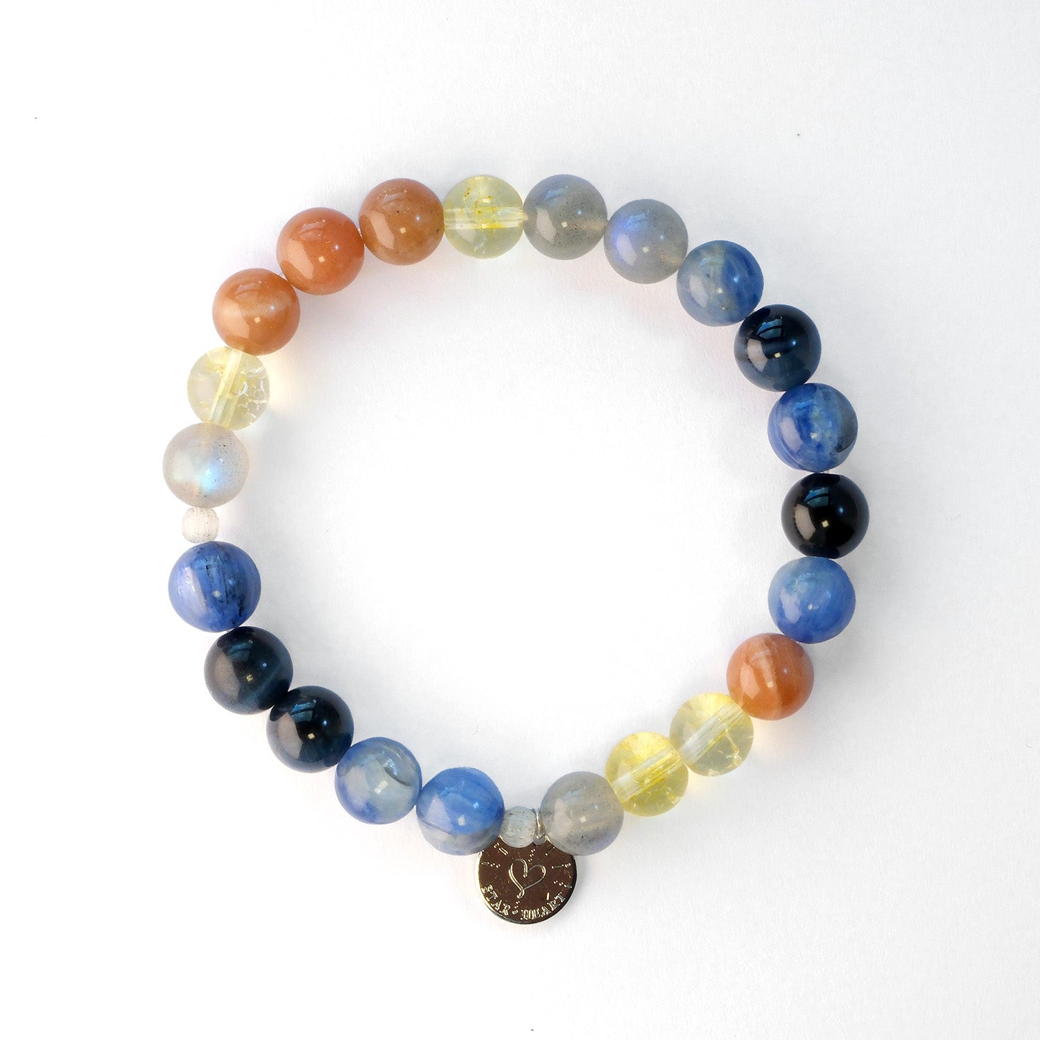 Kyanite and citrine bracelet close-up for courage and personal growth