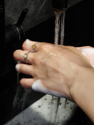 Sterling silver prehnite ring for meditation, relaxation, and inner balance