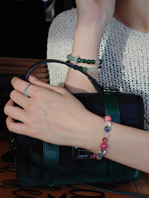 Girl wearing rose quartz bracelet for emotional balance and inspiration