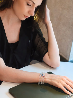 Lifestyle shot of Moon bracelet for calm and connection