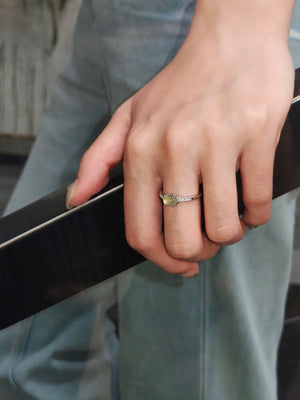 Natural prehnite gemstone silver ring, daily wear jewellery for peace of mind