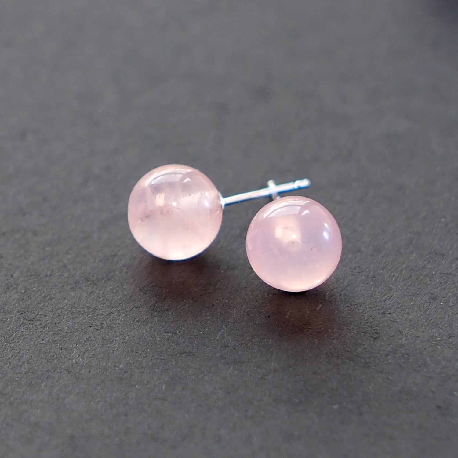 Close-up of Venus - Rose Quartz Sterling Silver Earrings