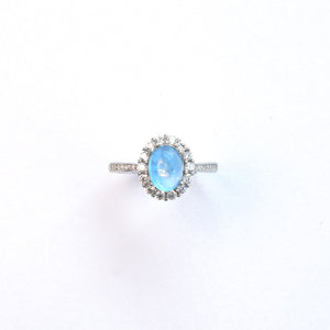 Women’s aquamarine silver ring ideal for work presentations and communication