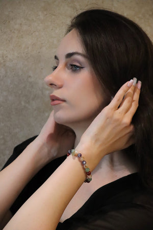 woman wearing supernova bracelet for protection and health