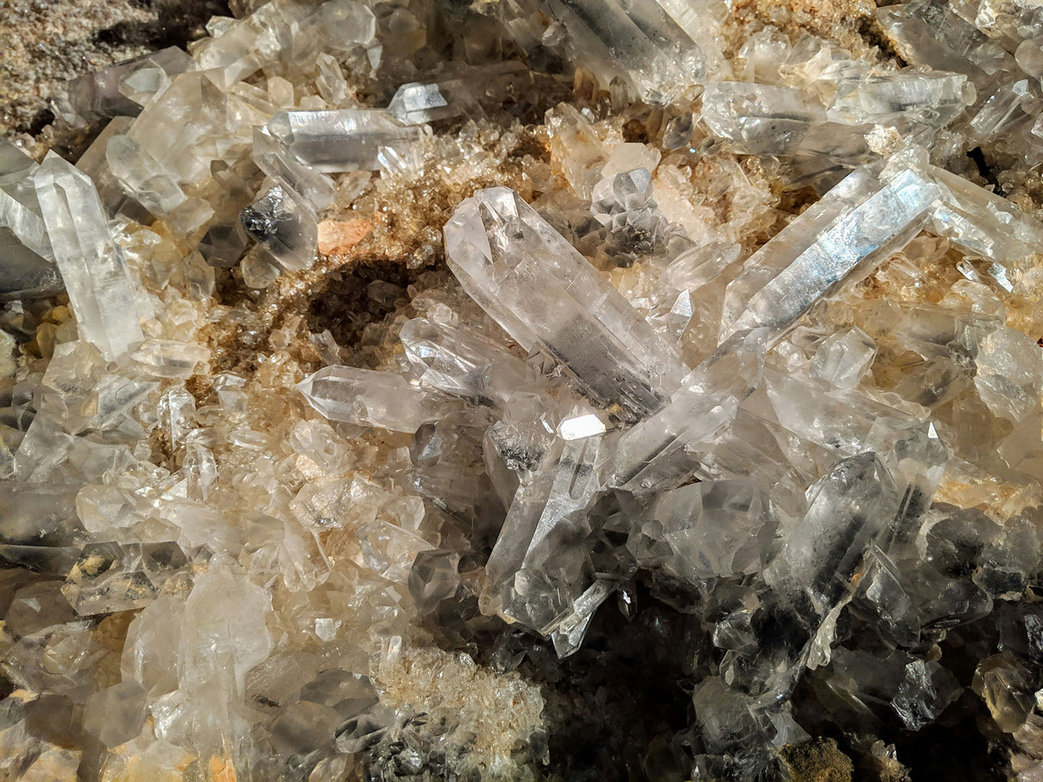 Clear quartz raw crystal points with translucent shine, master healer gemstone for energy and focus