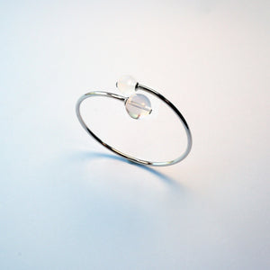 Clear Quartz and Milky Quartz sterling silver bracelet – handmade UK crystal jewellery for clarity.