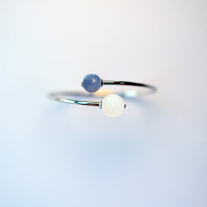 Moonstone and Kyanite sterling silver bracelet – handmade UK jewellery for intuition and clarity.