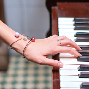 Pink and clear gemstone bracelet – Double Star design for romance and positivity.