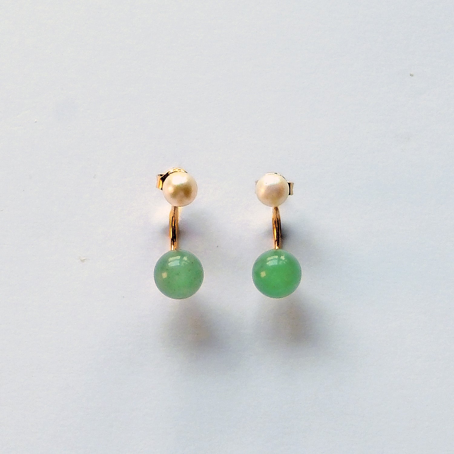 Pearl and Green Aventurine sterling silver earrings – UK crystal earrings for renewal and opportunity.