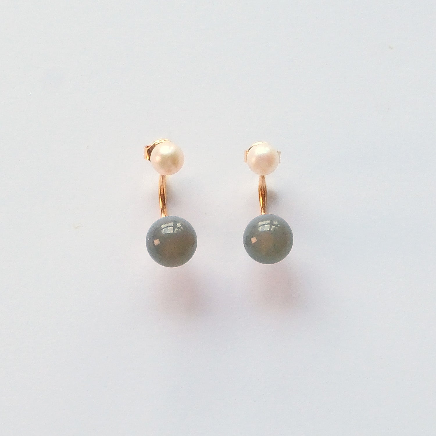 Pearl and Grey Agate sterling silver earrings – grounding handmade jewellery from the UK.
