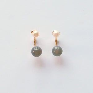 Pearl and Grey Agate sterling silver earrings – grounding handmade jewellery from the UK.