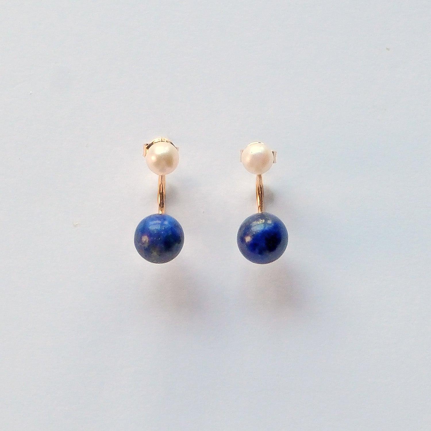 Pearl and Lapis Lazuli sterling silver earrings – UK artisan earrings for wisdom and guidance.