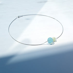 Aquamarine and Prehnite sterling silver necklace – calm and renewal jewellery handmade in the UK.