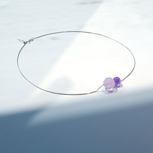 Lavender Amethyst and Amethyst sterling silver necklace – calming jewellery for meditation and spiritual awareness.