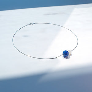 Lapis Lazuli + Moonstone Necklace. Deep blue and glowing white gemstone necklace – ideal for meditation, study focus, and spiritual seekers in London.