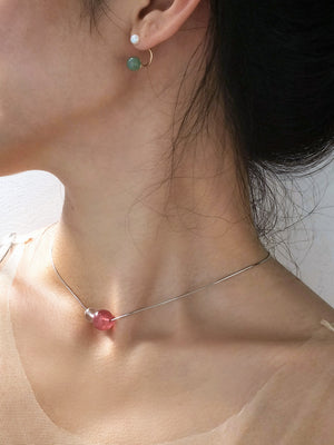 Pink and clear gemstone necklace from Double Star Collection – romantic gift for Valentine’s Day or Christmas.