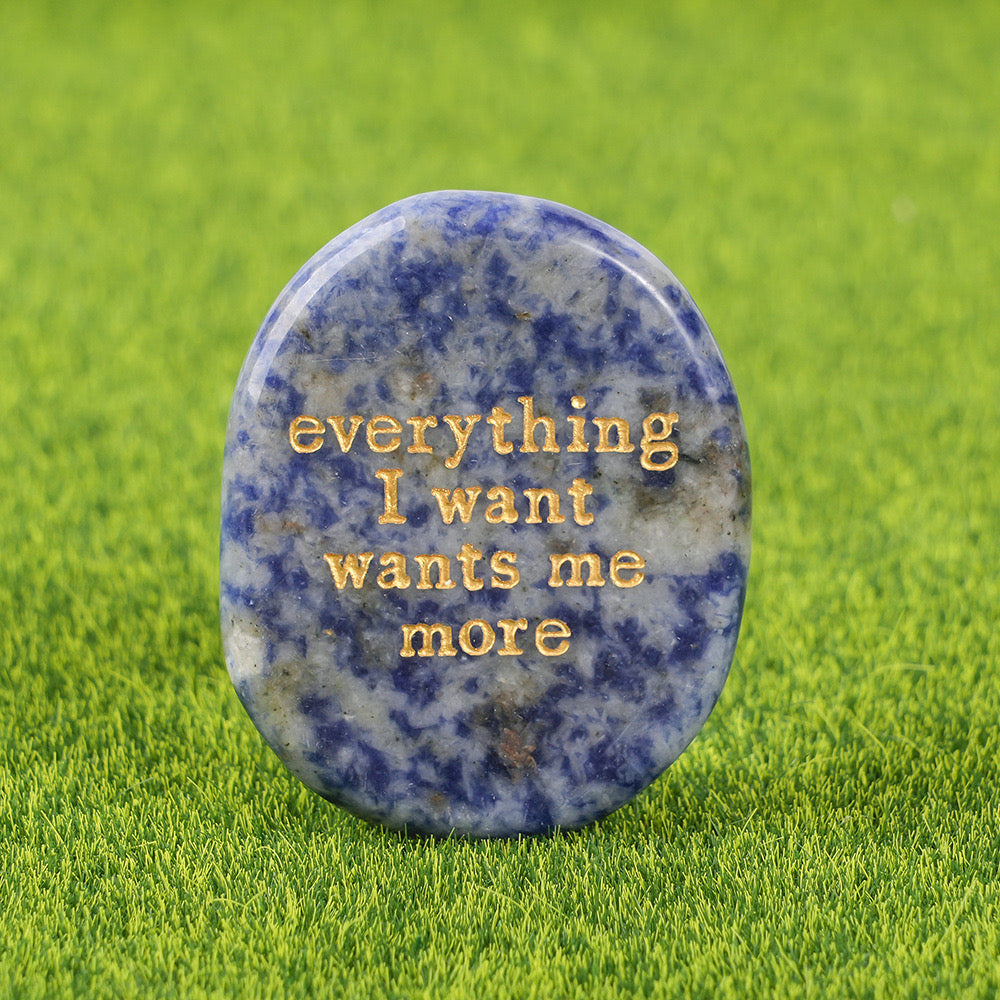 Sodalite Engraved Affirmation Stone: wisdom truth and intuition crystal UK