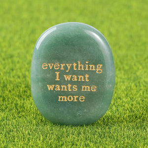 Green Aventurine Engraved Affirmation Stone: prosperity and luck crystal UK