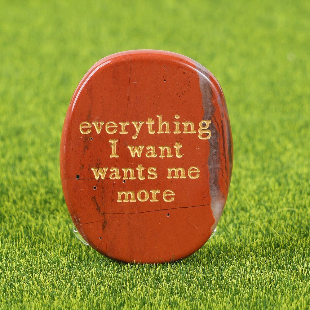 Red Jasper Engraved Affirmation Crystal: grounding courage and vitality palm stone UK