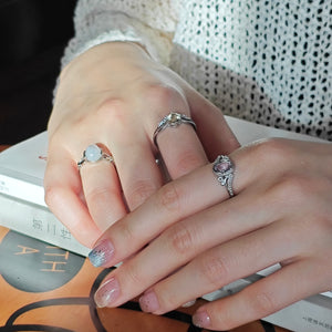 Natural amethyst gemstone ring in copper band, calming purple jewellery for daily wear