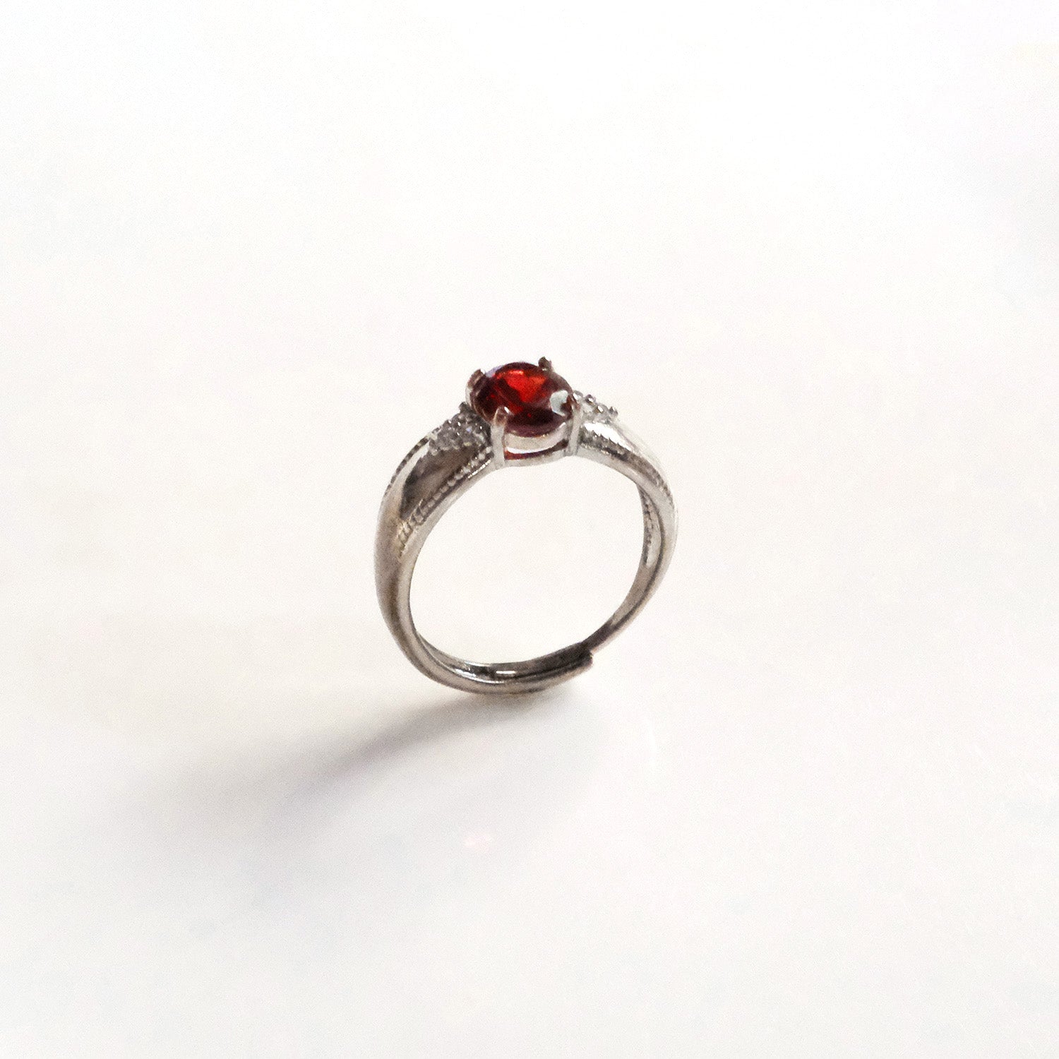 Garnet everyday gem ring with deep red crystal, stone of passion and vitality, January birthstone gift