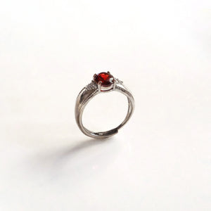 Garnet everyday gem ring with deep red crystal, stone of passion and vitality, January birthstone gift