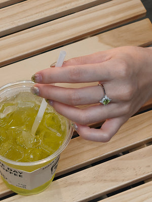 Natural peridot gemstone silver ring, everyday wear talisman for wealth protection
