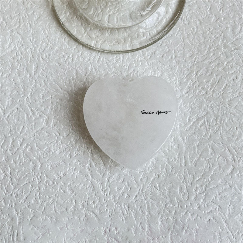 Clear Quartz Crystal Phone Grip: natural gemstone heart holder with Star Heart logo UK
