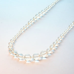 Long clear quartz rope necklace – graduated beads crystal jewellery with sterling silver clasp UK