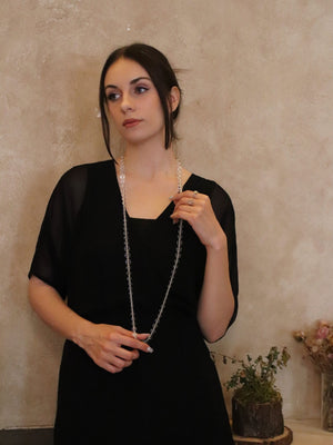 Clear quartz rope necklace – master healer crystal amplifying energy and harmony UK