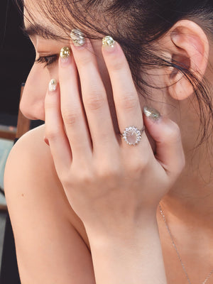 Natural rose quartz gemstone silver ring, everyday jewellery for kindness and charm
