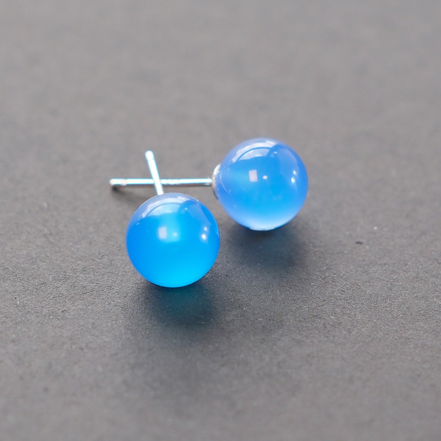 Close-up of Blue Agate Sterling Silver Earrings