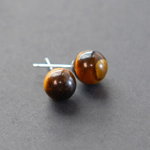 Close-up of Saturn - Tiger Eye Sterling Silver Earrings